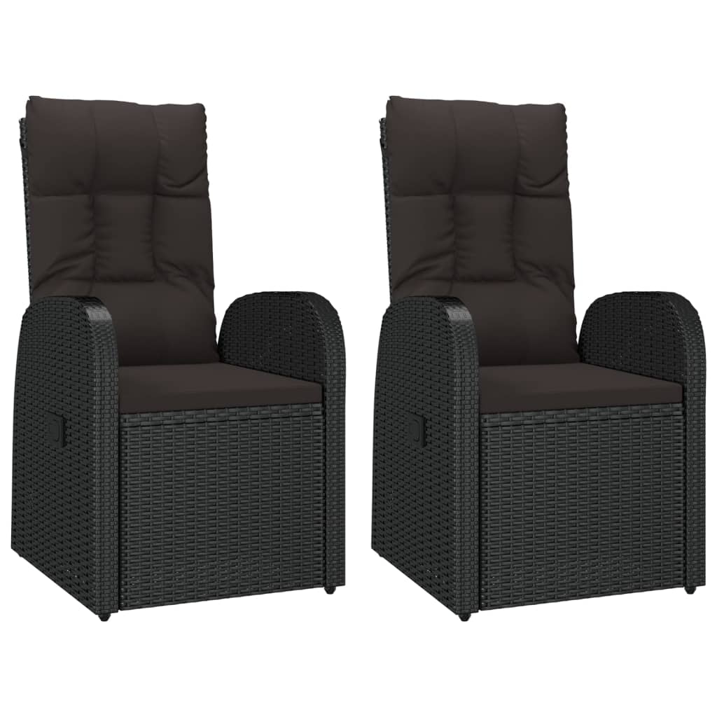 loungesæt til haven 3 dele polyrattan og stål sort