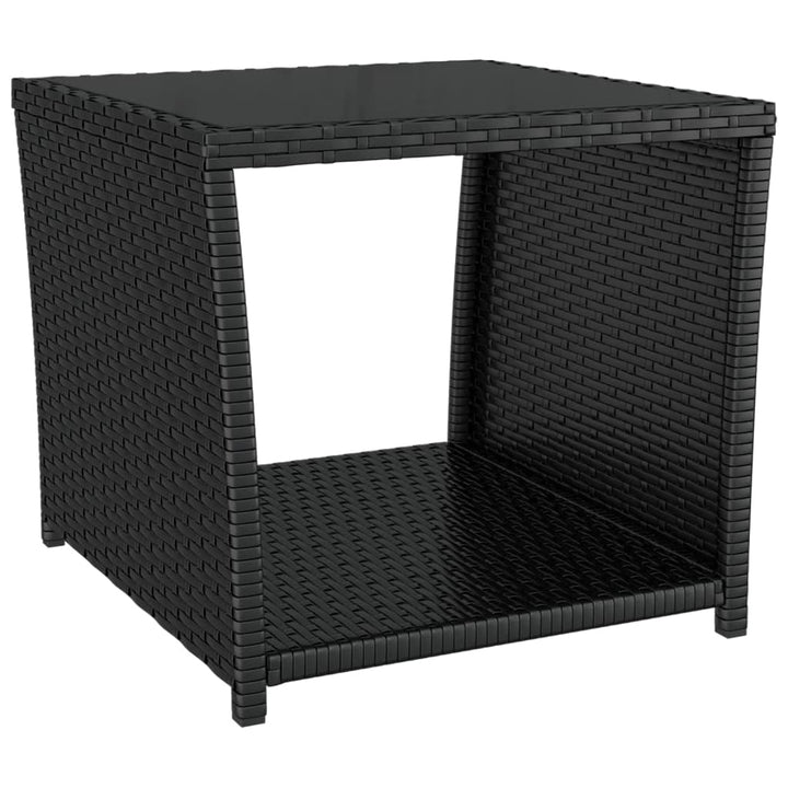 loungesæt til haven 3 dele polyrattan og stål sort