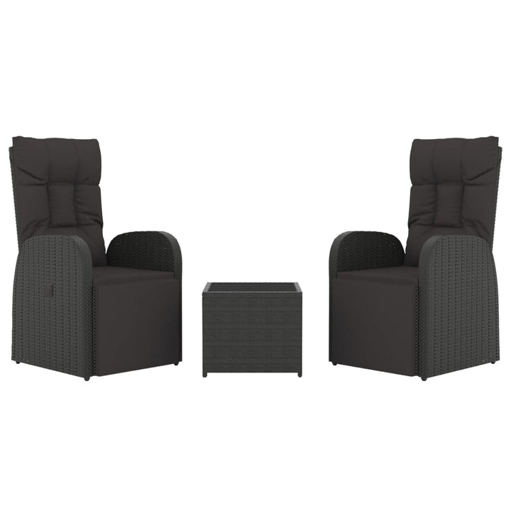 loungesæt til haven 3 dele polyrattan og stål sort