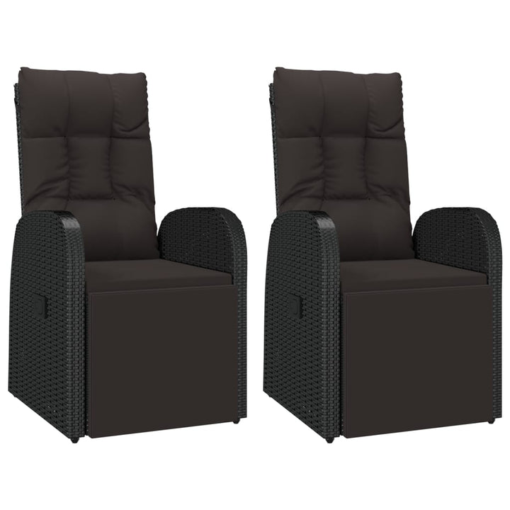loungesæt til haven 3 dele polyrattan og stål sort