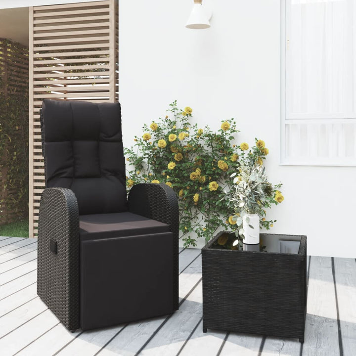 loungesæt til haven 2 dele polyrattan og stål sort