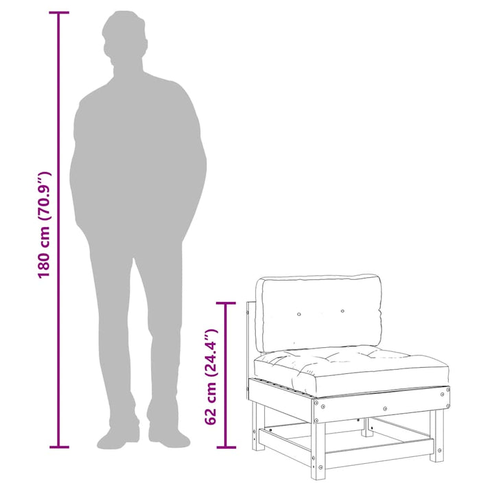 midtermoduler til havesofa 2 stk. med hynder massivt fyrretræ