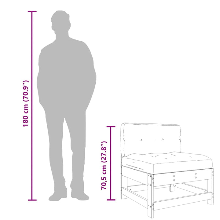 midtermoduler til havesofa 2 stk. med hynder massivt fyrretræ