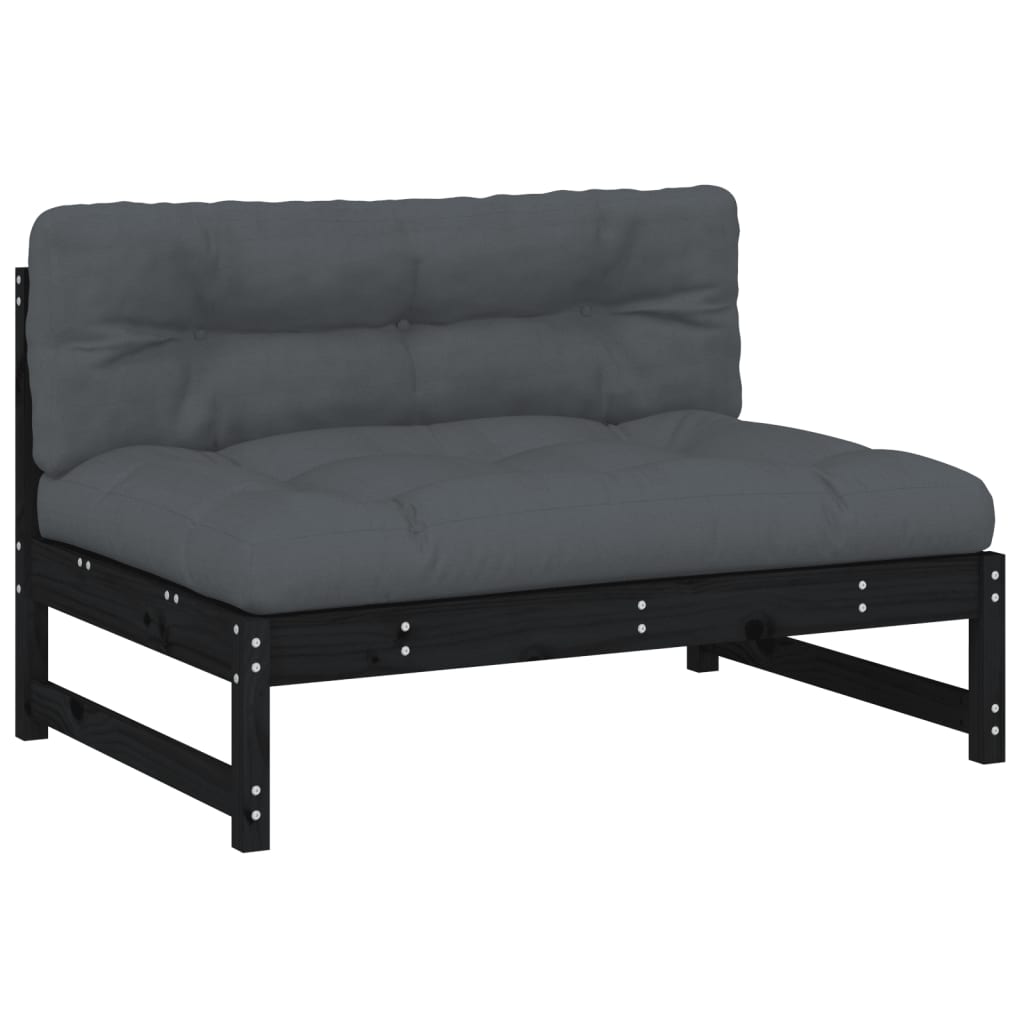 midtermodul til sofa 120x80 cm massivt fyrretræ sort