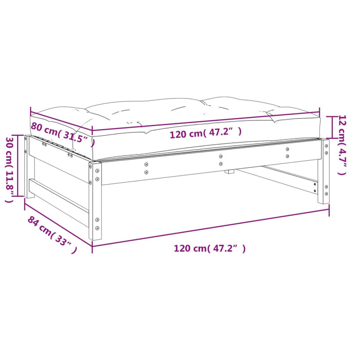 udendørs fodskammel 120x80 cm massivt fyrretræ