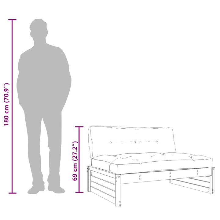 midtermodul til sofa 120x80 cm massivt fyrretræ honningbrun