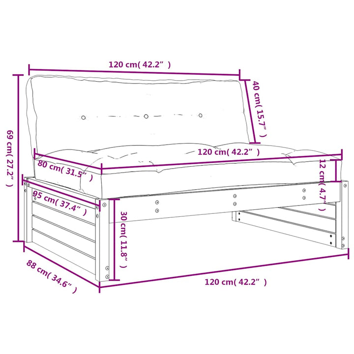 midtermodul til sofa 120x80 cm massivt douglasgran