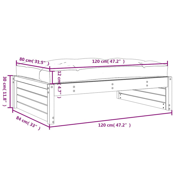 udendørs fodskammel 120x80 cm imprægneret fyrretræ