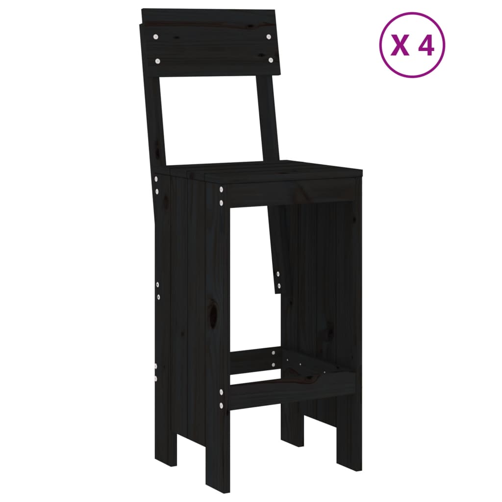 barsæt til haven 5 dele massivt fyrretræ sort