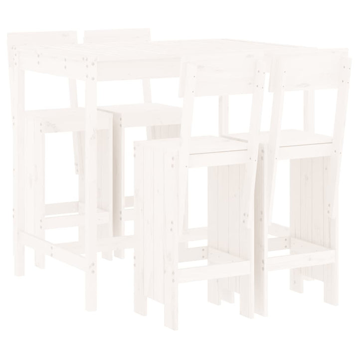 barsæt til haven 5 dele massivt fyrretræ hvid