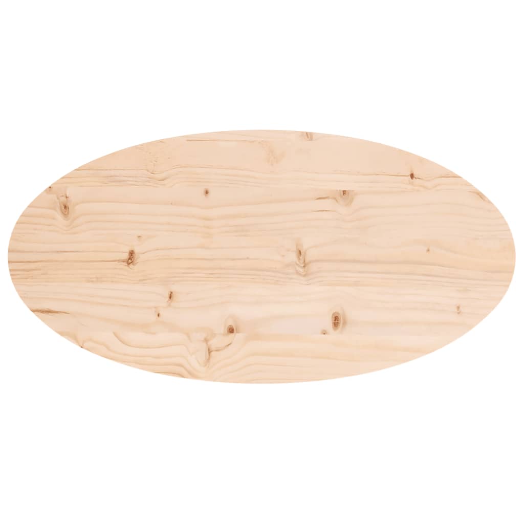 bordplade 70x35x2,5 cm massivt træ fyrretræ oval
