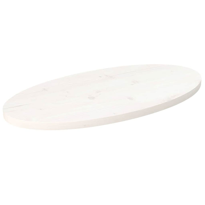 bordplade 70x35x2,5 cm oval massivt fyrretræ hvid