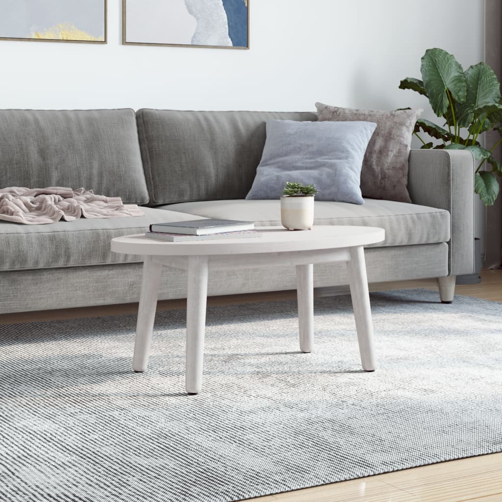 bordplade 70x35x2,5 cm oval massivt fyrretræ hvid