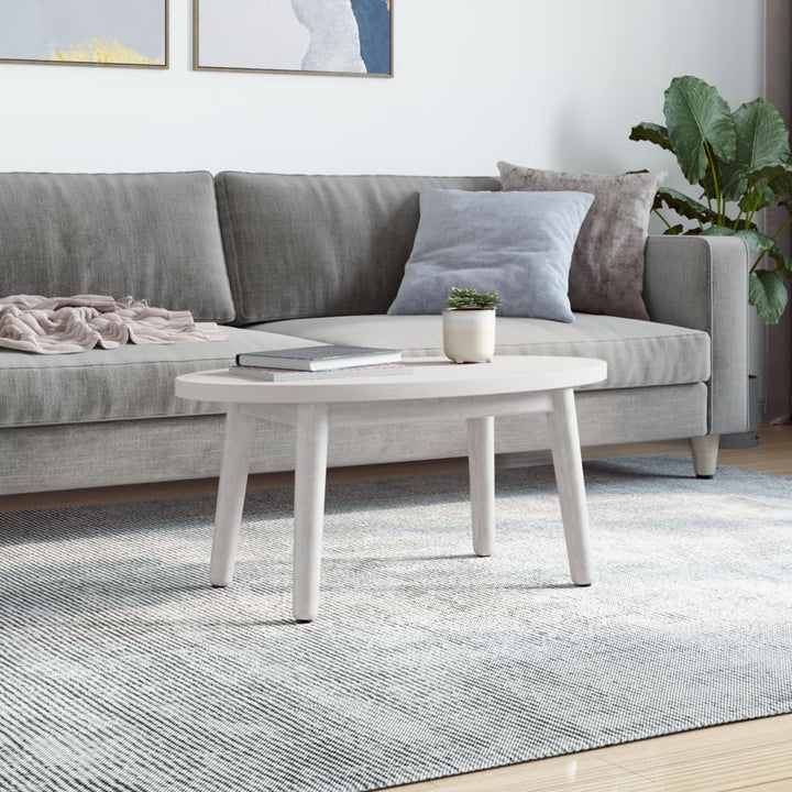 bordplade 70x35x2,5 cm oval massivt fyrretræ hvid
