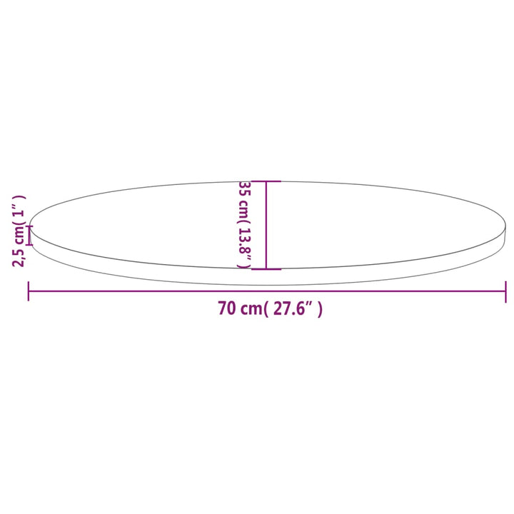 bordplade 70x35x2,5 cm oval massivt fyrretræ hvid