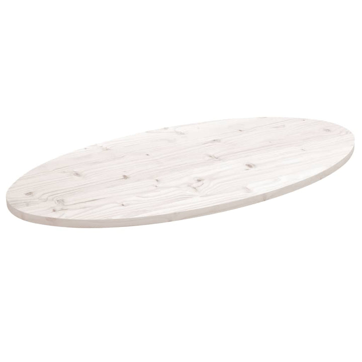 bordplade 100x50x2,5 cm oval massivt fyrretræ hvid