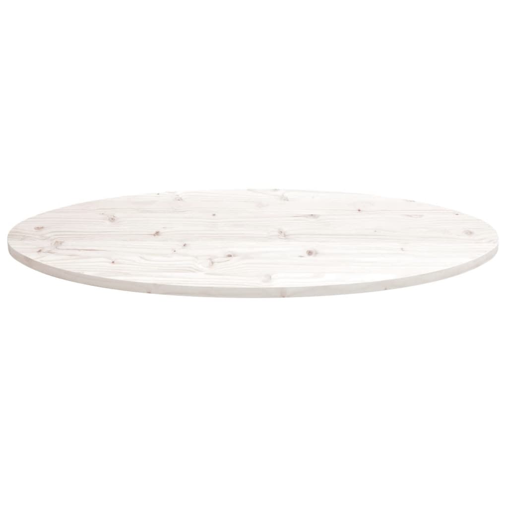 bordplade 100x50x2,5 cm oval massivt fyrretræ hvid
