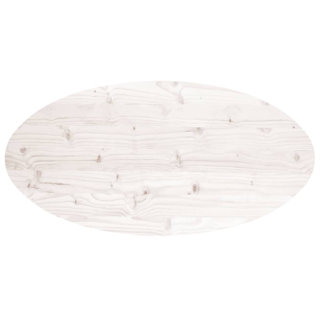 bordplade 100x50x2,5 cm oval massivt fyrretræ hvid