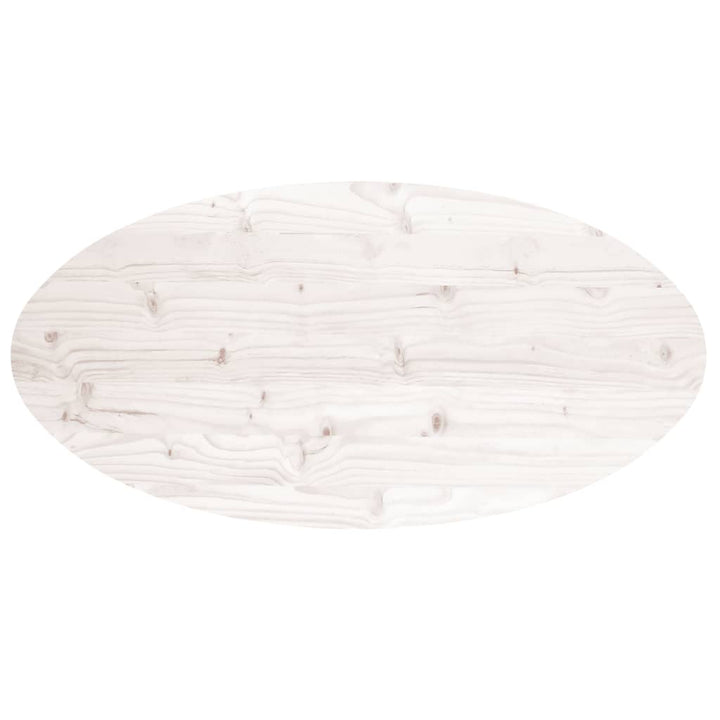 bordplade 100x50x2,5 cm oval massivt fyrretræ hvid