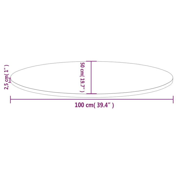 bordplade 100x50x2,5 cm oval massivt fyrretræ hvid