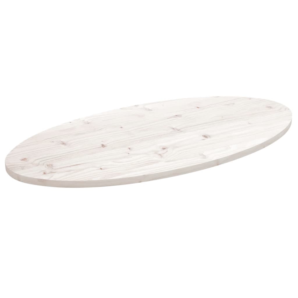 bordplade 110x50x2,5 cm oval massivt fyrretræ hvid