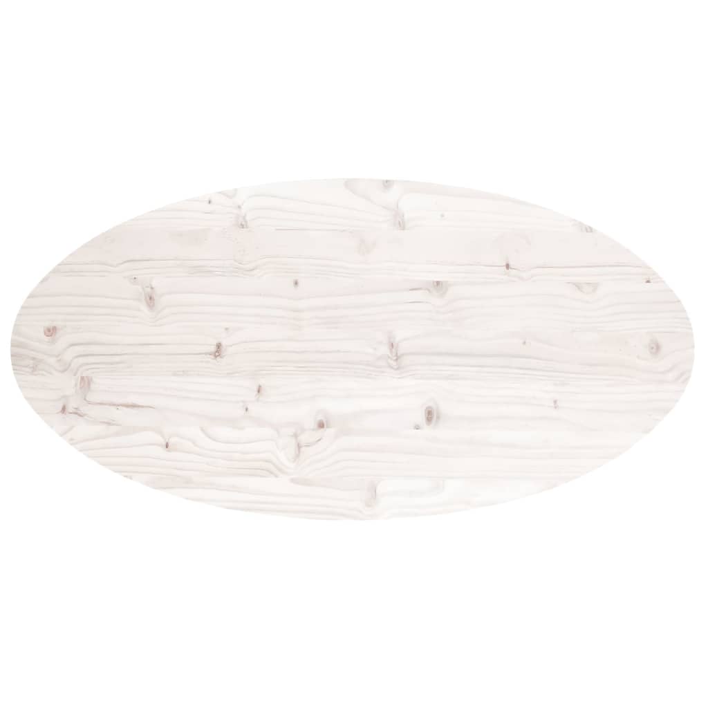 bordplade 110x50x2,5 cm oval massivt fyrretræ hvid