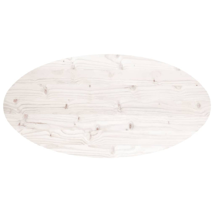 bordplade 110x50x2,5 cm oval massivt fyrretræ hvid