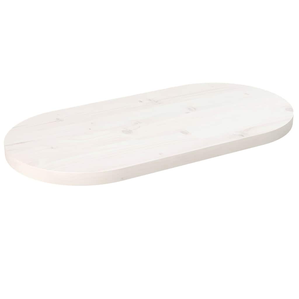 bordplade 80x40x2,5 cm oval massivt fyrretræ hvid