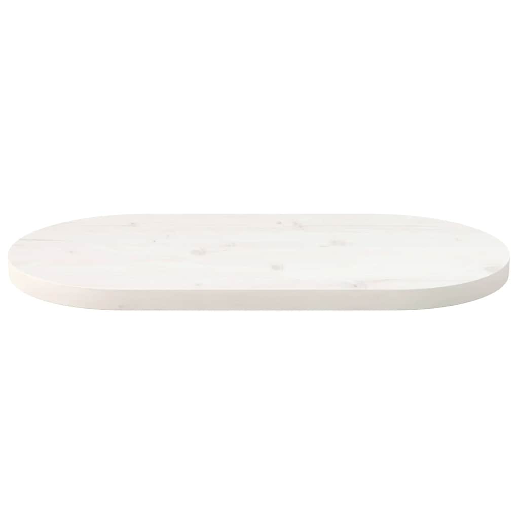 bordplade 80x40x2,5 cm oval massivt fyrretræ hvid