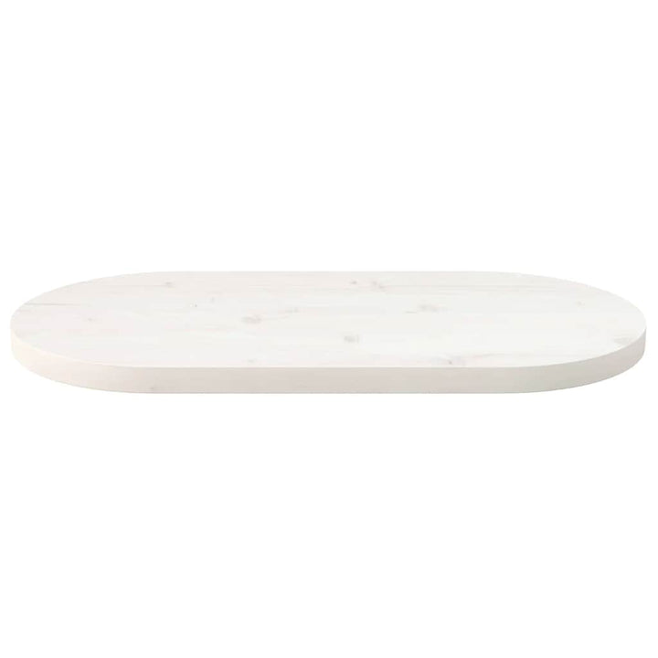 bordplade 80x40x2,5 cm oval massivt fyrretræ hvid
