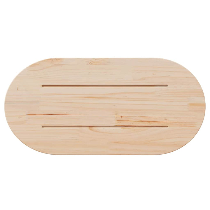 bordplade 90x45x2,5 cm oval massivt fyrretræ hvid