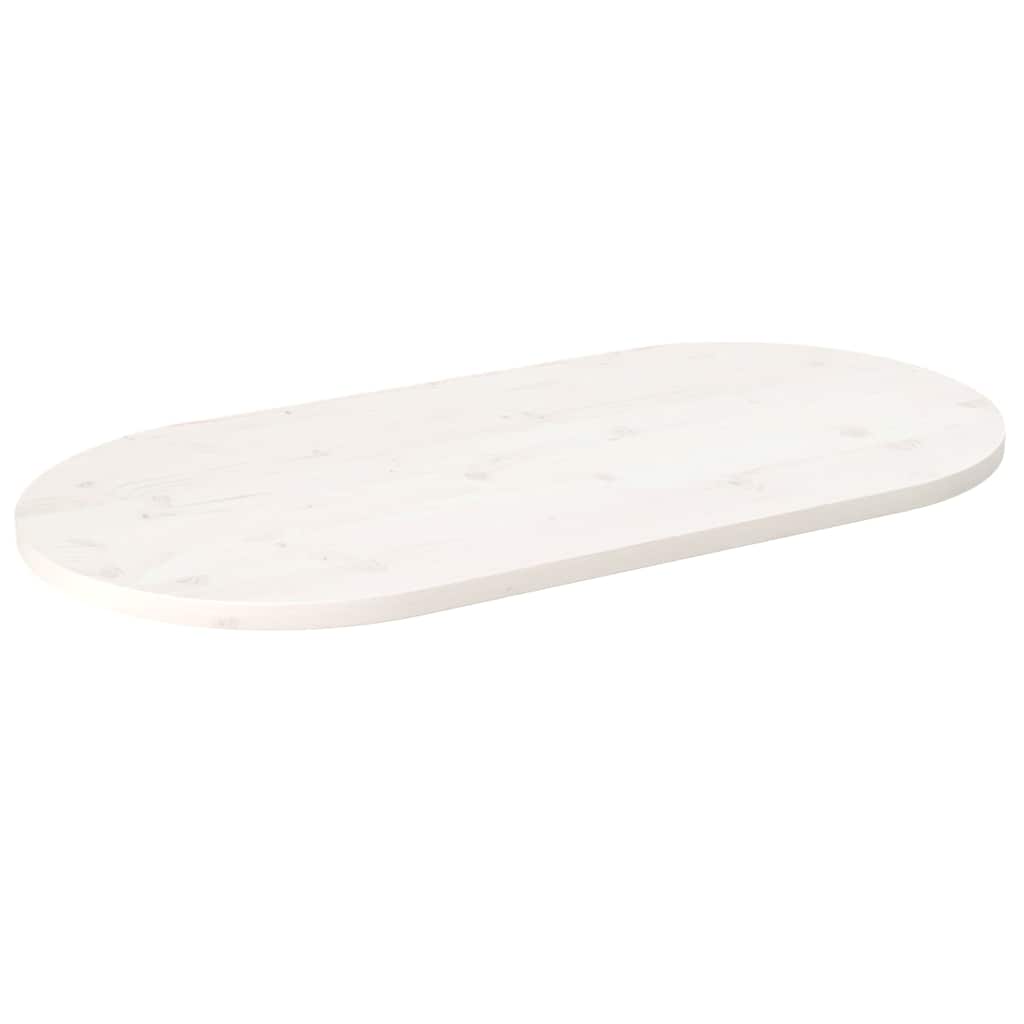 bordplade 100x50x2,5 cm oval massivt fyrretræ hvid