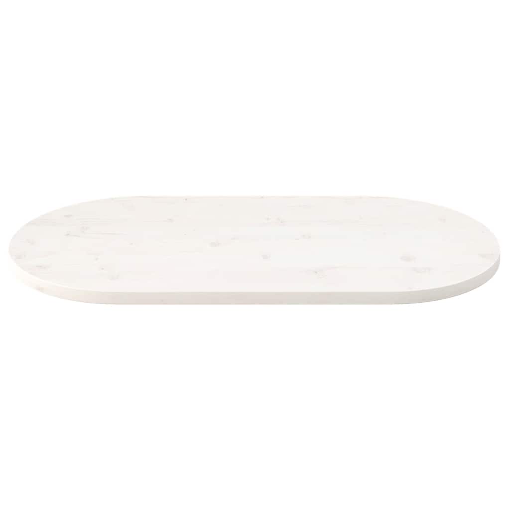 bordplade 100x50x2,5 cm oval massivt fyrretræ hvid