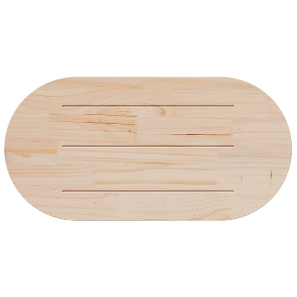bordplade 100x50x2,5 cm oval massivt fyrretræ hvid