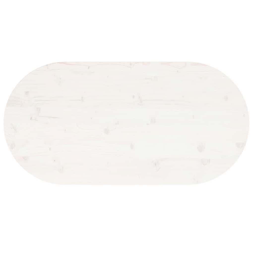 bordplade 100x50x2,5 cm oval massivt fyrretræ hvid