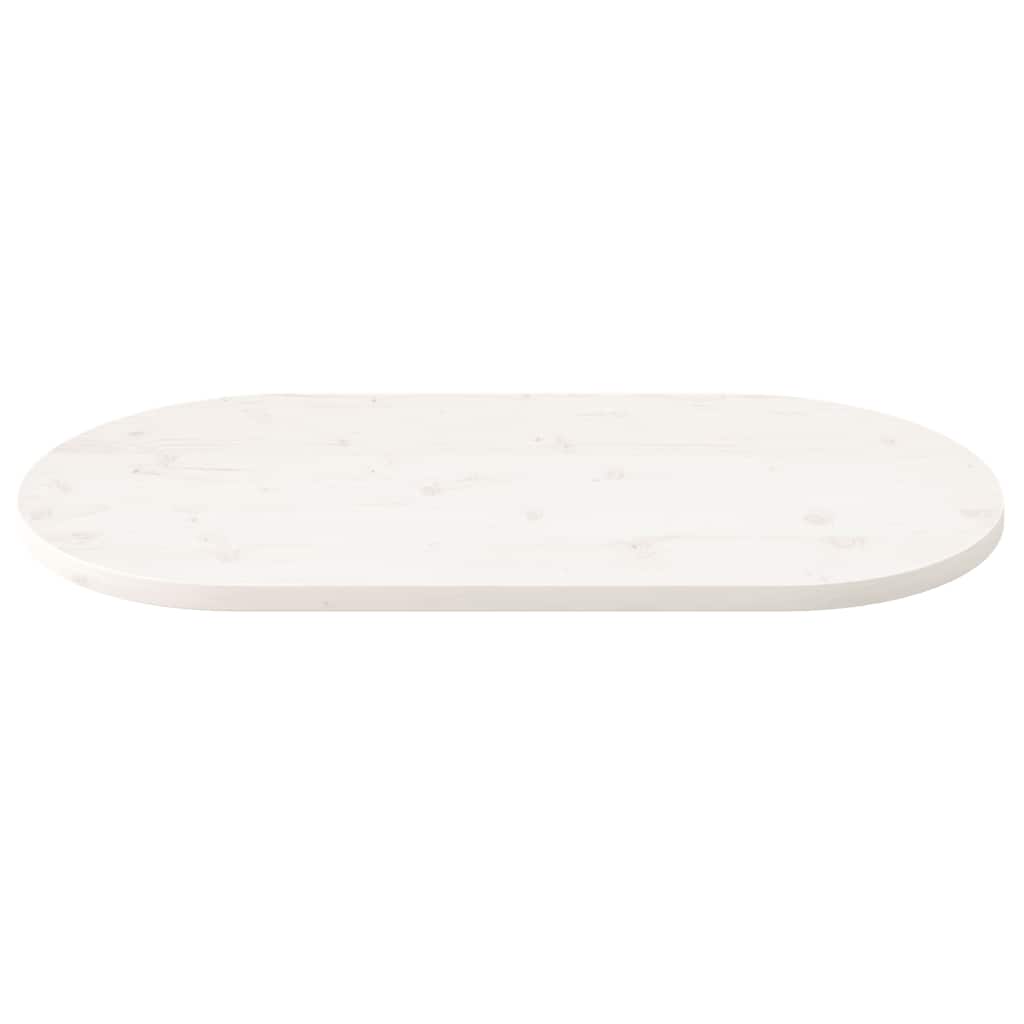 bordplade 110x50x2,5 cm oval massivt fyrretræ hvid