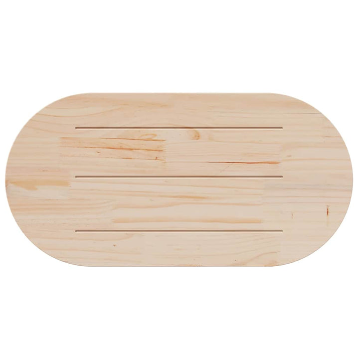 bordplade 110x50x2,5 cm oval massivt fyrretræ hvid