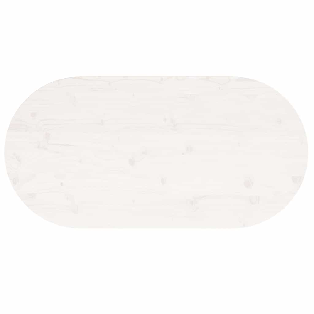 bordplade 110x50x2,5 cm oval massivt fyrretræ hvid