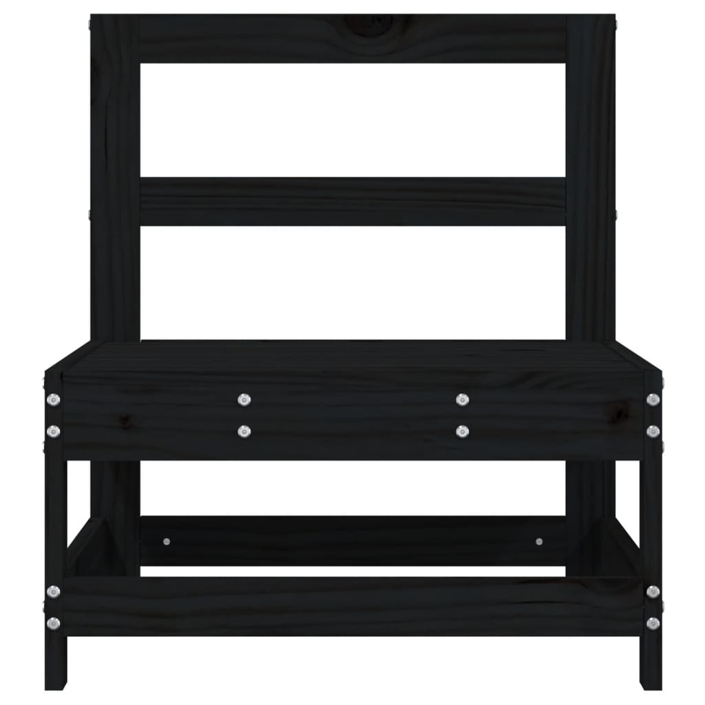 midtermodul til havesofa massivt fyrretræ sort