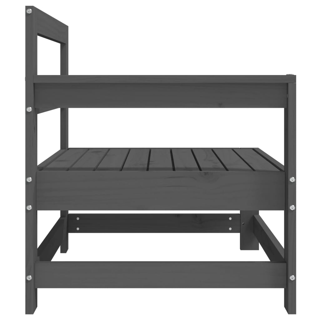 hjørnemodul til havesofa massivt fyrretræ grå