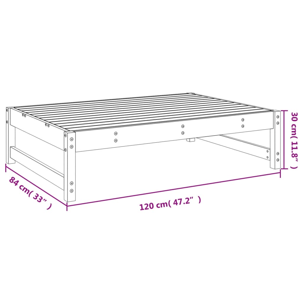 udendørs fodskammel 120x80 cm massivt fyrretræ hvid
