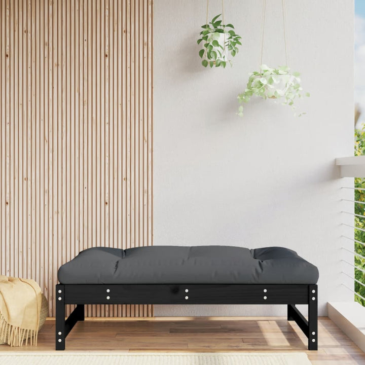 udendørs fodskammel 120x80 cm massivt fyrretræ sort
