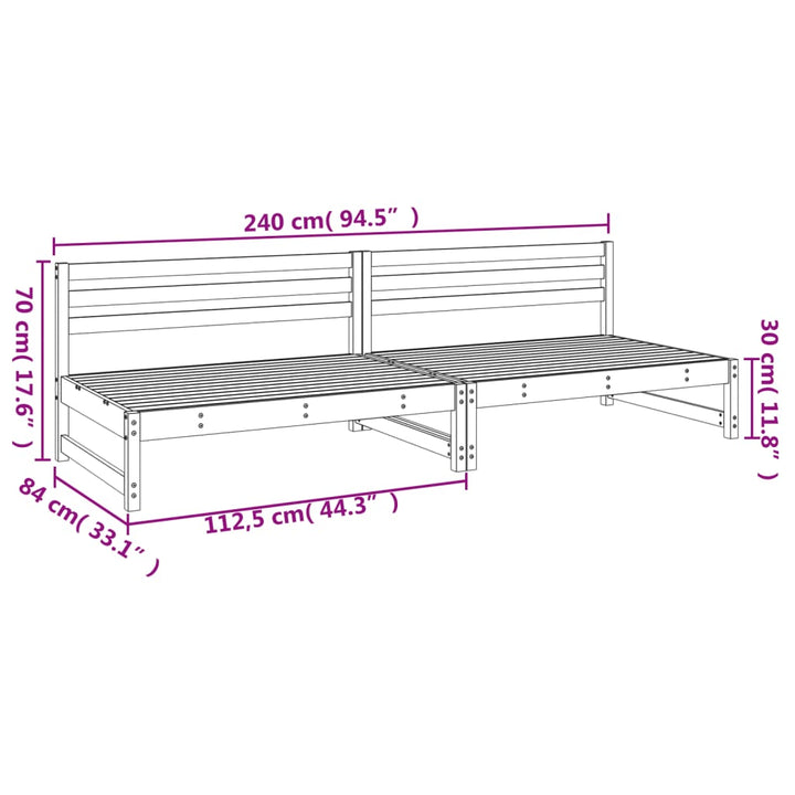 midtermoduler til havesofa 2 stk. 120x80 cm massivt douglasgran