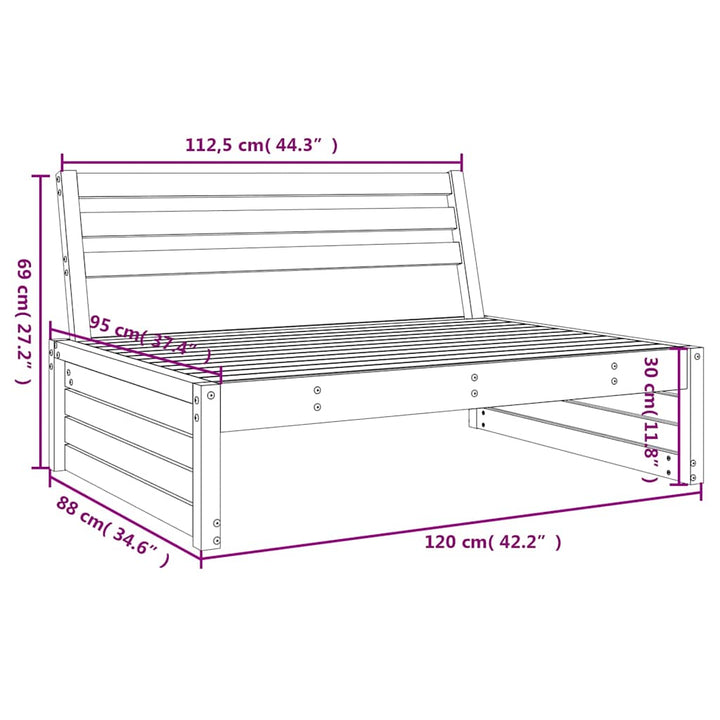 midtermodul til havesofa 120x80 cm massivt fyrretræ