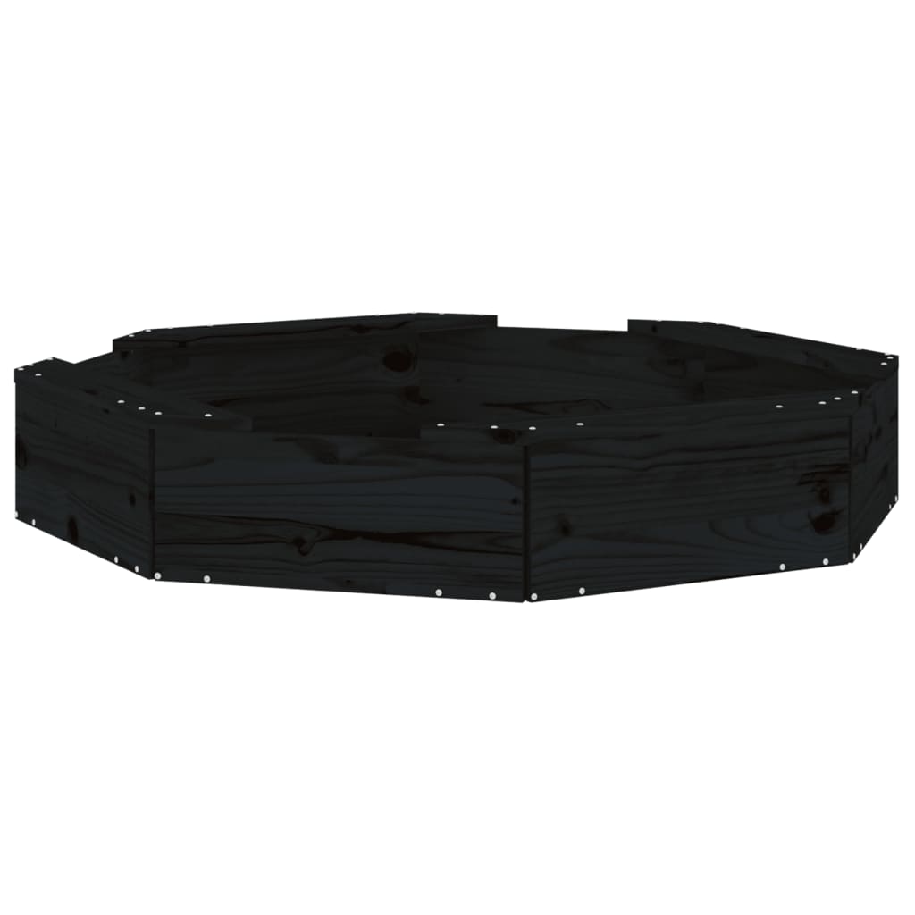 sandkasse med sæder ottekantet massivt fyrretræ sort