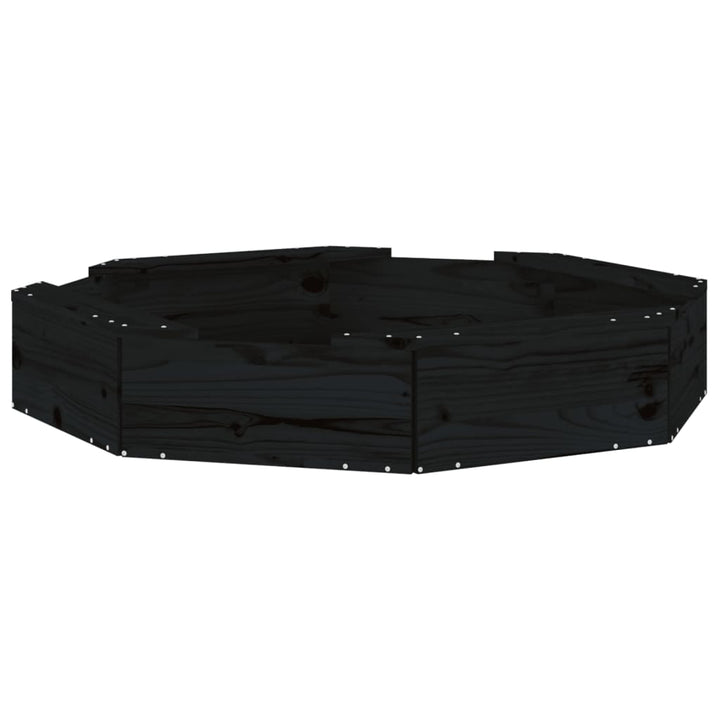 sandkasse med sæder ottekantet massivt fyrretræ sort