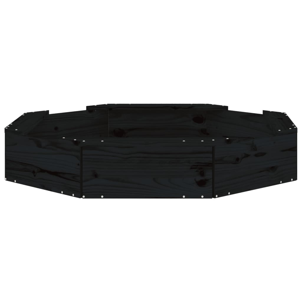 sandkasse med sæder ottekantet massivt fyrretræ sort