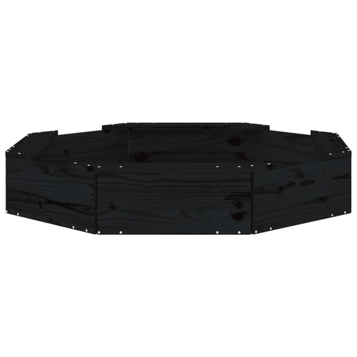 sandkasse med sæder ottekantet massivt fyrretræ sort