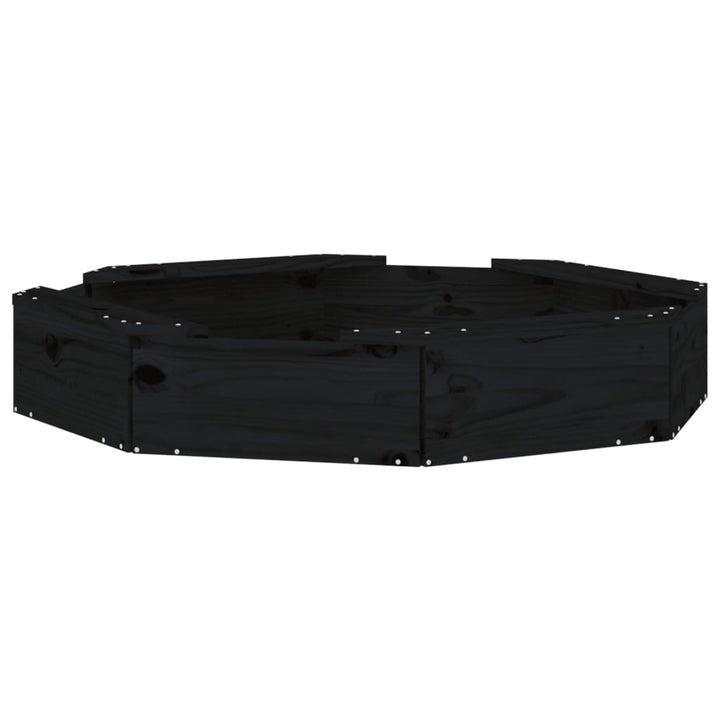 sandkasse med sæder ottekantet massivt fyrretræ sort
