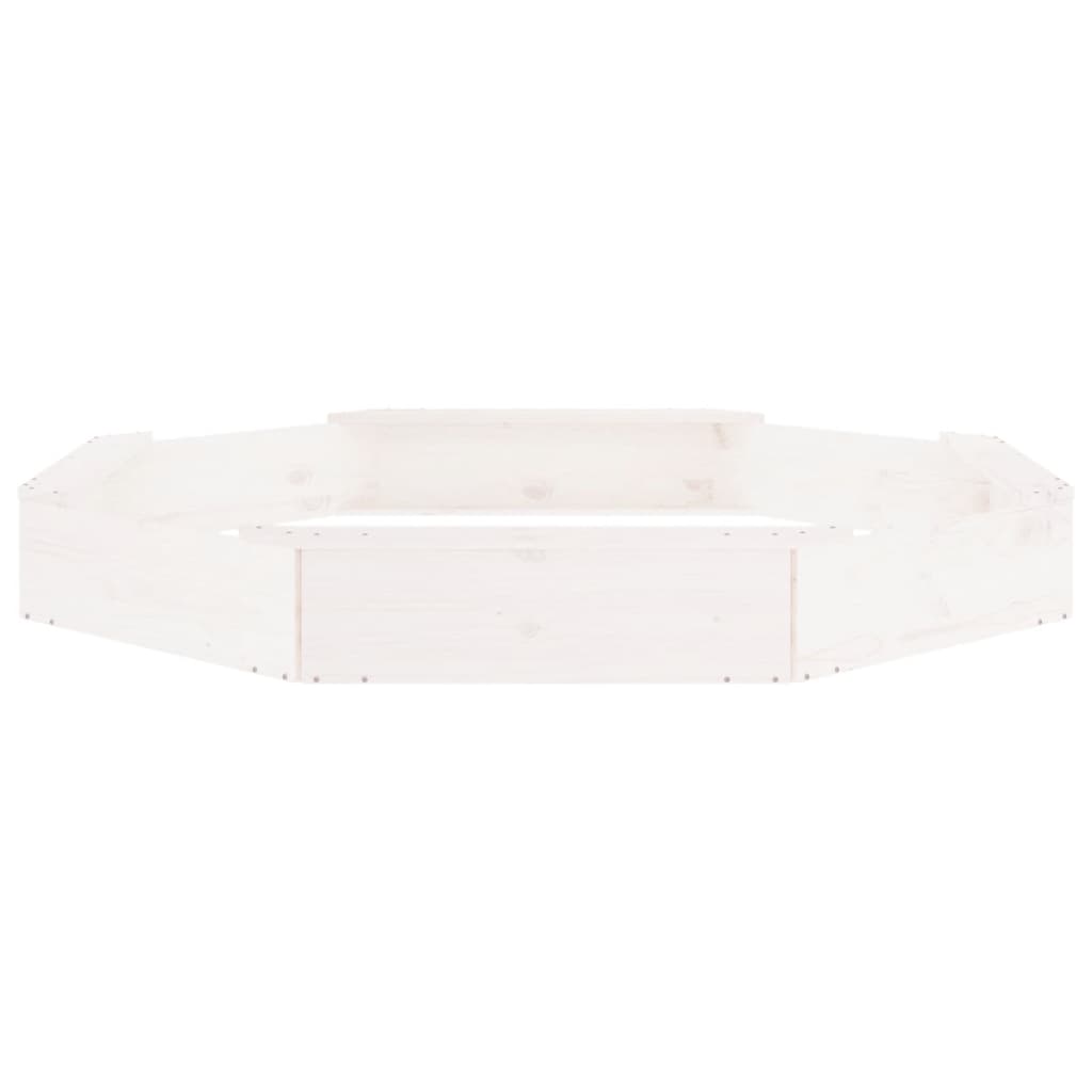 sandkasse med sæder ottekantet massivt fyrretræ hvid